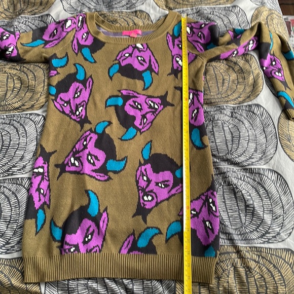 BETSEY JOHNSON DIABLO DEVIL PRINT SWEATER DRESS - Picture 7 of 8